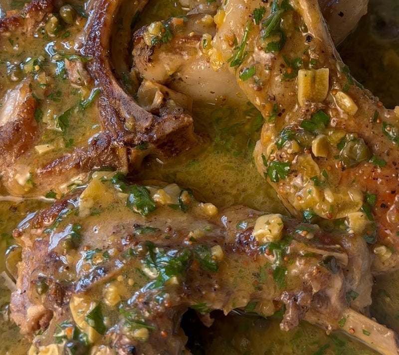 Pork chops in a caper sauce